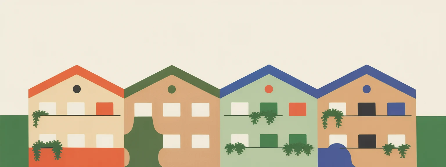 Vier Häuser Schmidstraße — Illustration